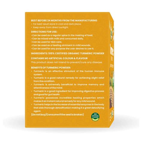 Buy Nutriorg Certified Organic Turmeric Powder 100g Online And Get Upto