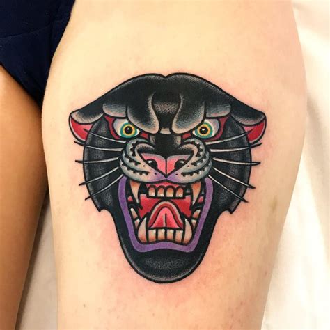 Classic panther tattoo by Łukasz Krupiński - Tattoogrid.net