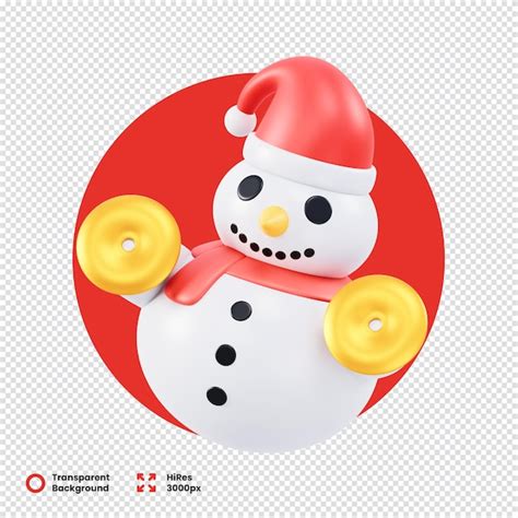 Premium Psd Cheerful D Snowman With Red Santa Hat And Scarf