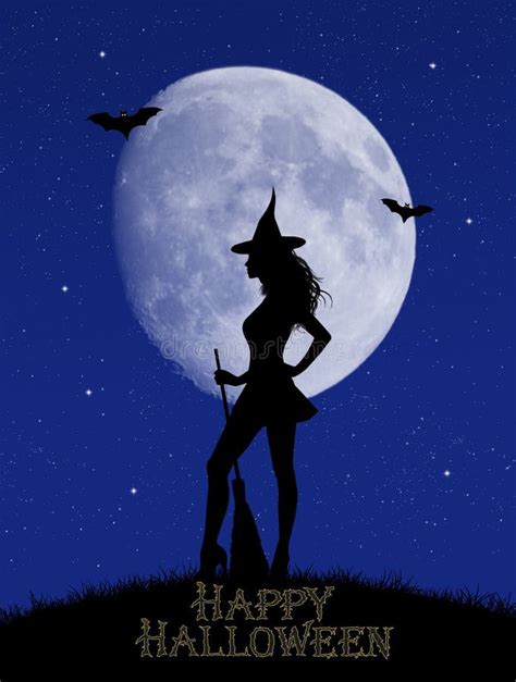 Witch In The Moonlight Stock Vector Illustration Of Halloween