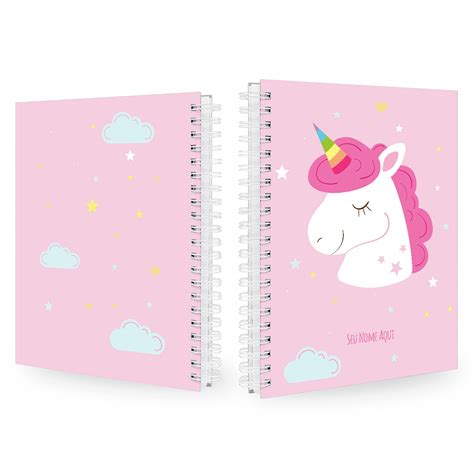 Caderno Personalizado 10 Matérias Feminino Unicórnio Rosa no Elo7