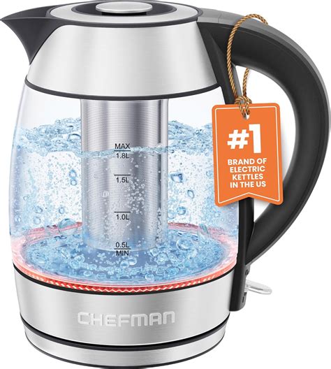 Amazon Chefman Glass Electric Kettle For Boiling Water 1 8L 1500W