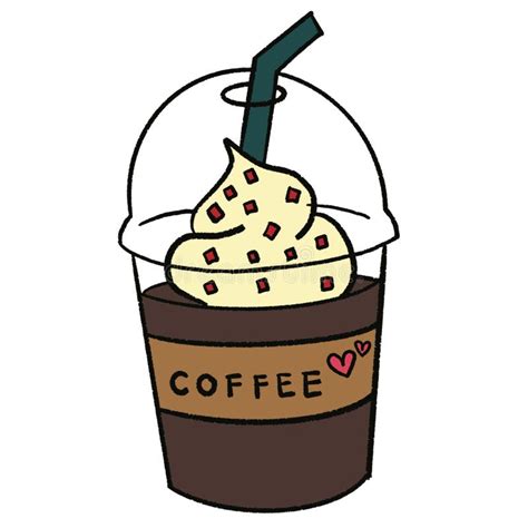 iced coffee cup character  hand  drawing stock illustration