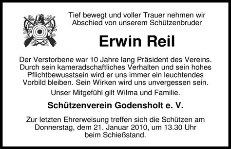 Traueranzeigen Von Erwin Reil Nordwest Trauer De