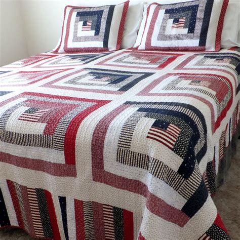 Fabric Muse Patriotic King Size Log Cabin Quilt