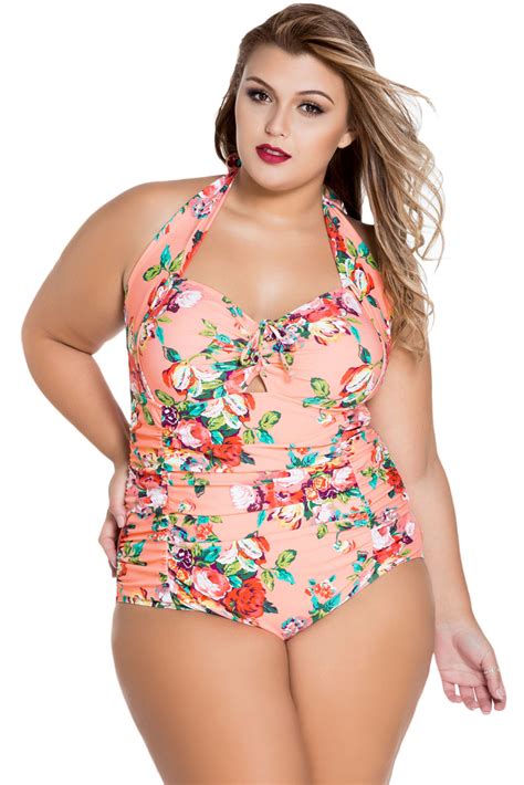 Plus Size Swimsuit 3x 5x 6x One Piece Halter Top Swimsuit Sexy Bathing