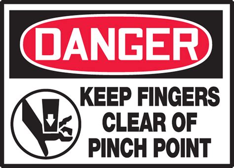 Keep Fingers Clear Of Pinch Point OSHA Danger Safety Label LEQM134