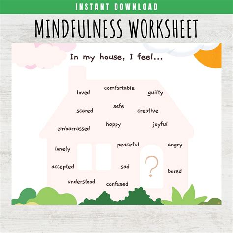 Mindfulness Worksheet For Kids Emotions Activity For Kids Etsy