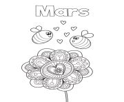 Coloriage Mois De Mars Abeilles En Amour Dessin Mars Imprimer