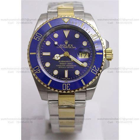 Rolex Submariner Blue Dial Two Tone Bracelet Watch | Automatic Swiss Movement | Buy Replica ...