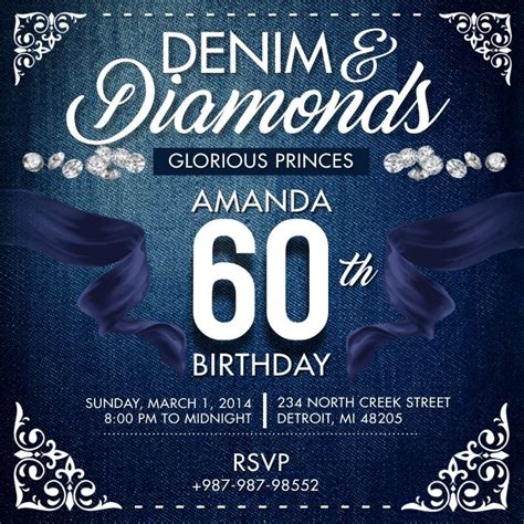 Denim and Diamonds 60th Birthday Instagram Post Template