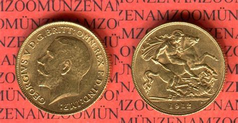 England Great Britain UK Half Sovereign Goldmünze 1912 George V 1910