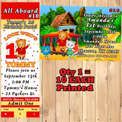 Daniel Tiger Birthday Invitations 10 ea Personalized Custom Made