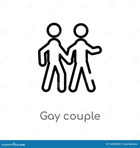 Outline Gay Couple Vector Icon Isolated Black Simple Line Element