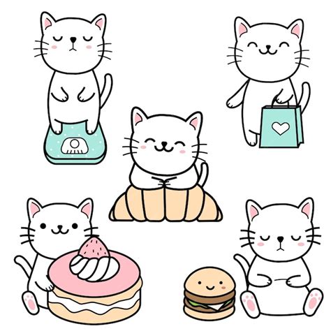 Premium Vector Cute Cat Sticker Cat Vector Set