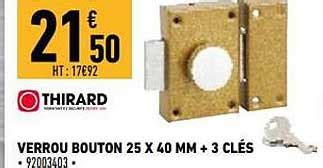 Promo Verrou Bouton X Mm Cl S Thirard Chez Brico Cash