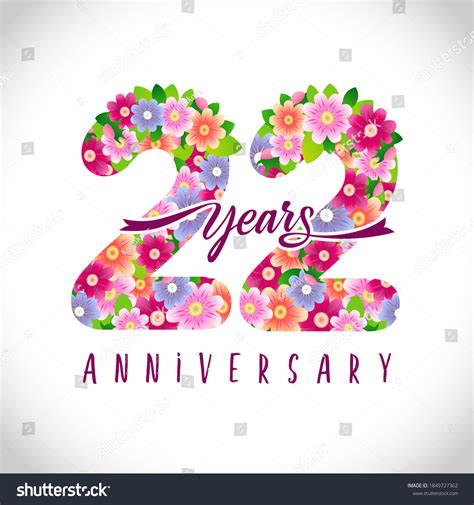 22nd Anniversary Numbers 22 Years Old Stock Vector Royalty Free