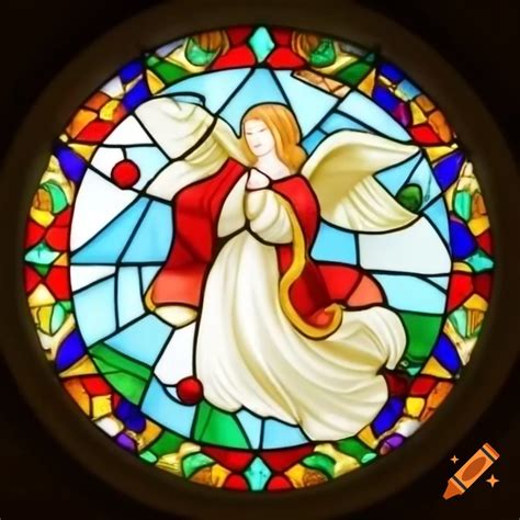 Christmas Angel Stained Glass Window Stained Glass Angel With Drum