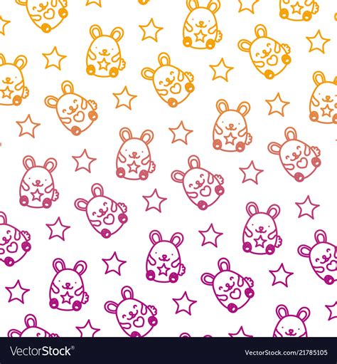 Degraded line cute mice funny animals background Vector Image