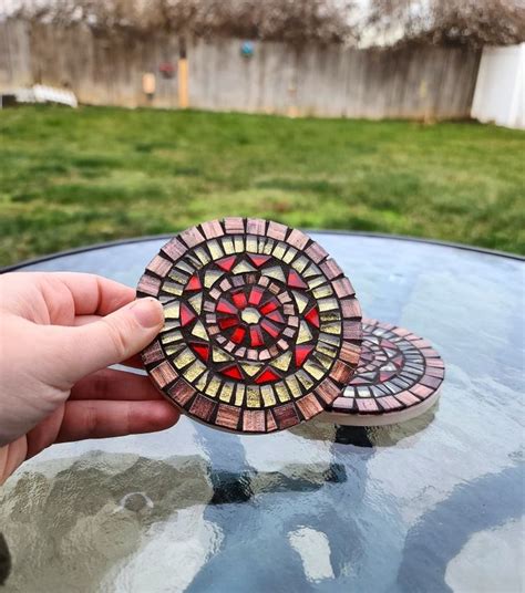 Handmade Mosaic Coasters Circular Coasters Mosaic Saucers