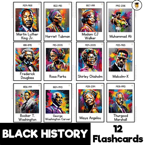 12 Black History Flashcards Bulletin Board Display Black History Decor