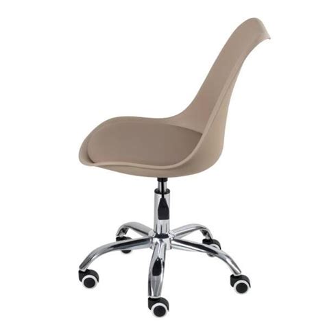 Cadeira de Rodízios Estofada Tulipa Office Escritório Nude