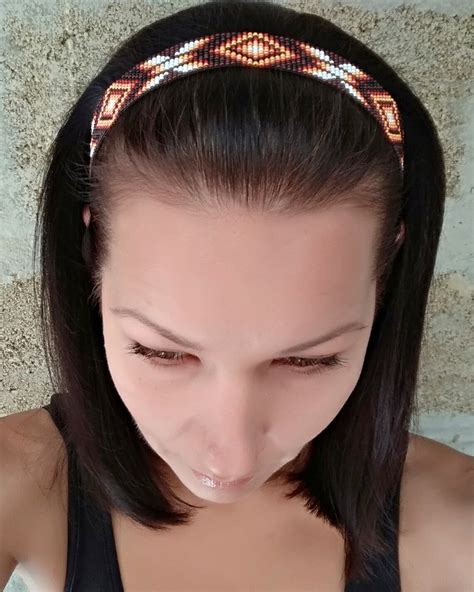 Beaded Headband Authentic Native American Style Black Brown Etsy