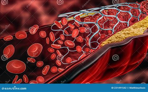 Angioplasty 3D Rendering Illustration Deployed Stent Within A Diseased