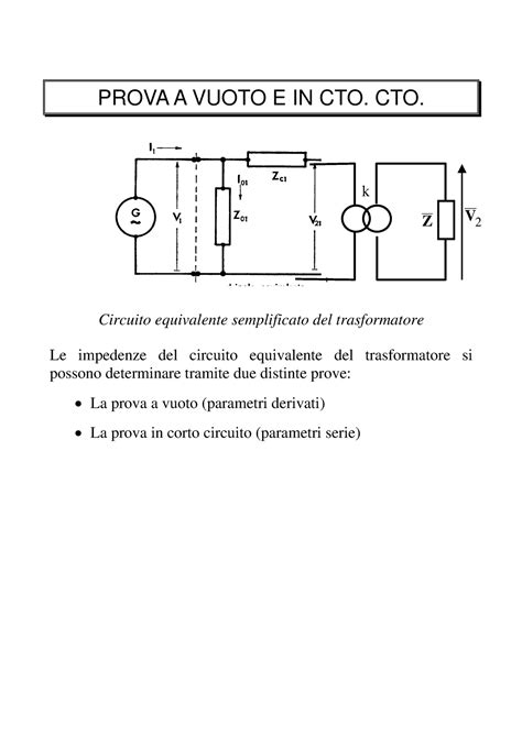 Trasformatore Monofase Prove A Vuoto E Di Corto Circuito Prova A