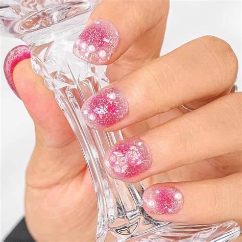 Paillettes Strass Carr Court Faux Ongle Cristal D Fait Main Faux