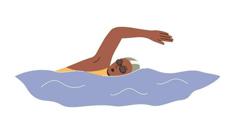 Swimmer swimming in pool. Flat cartoon vector isolated illustration ...