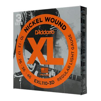 D Addario Exl D Nickel Wound Electric Guitar Strings Regular Light