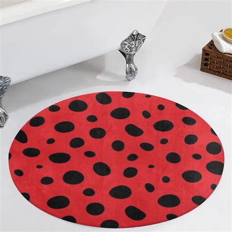 Coccinellidae Ladybirds Beetles Ladybugs Insects Pattern Round Carpet