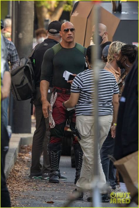 Dwayne Johnson Wears All Leather Look While Filming Red One Scenes