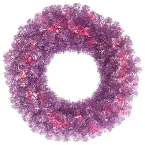 Vickerman B Led Artificial Violet Pine Wreath Wreaths And