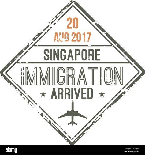 Singapore Immigration Visa Stamp Isolated Vector Arrival Seal Template