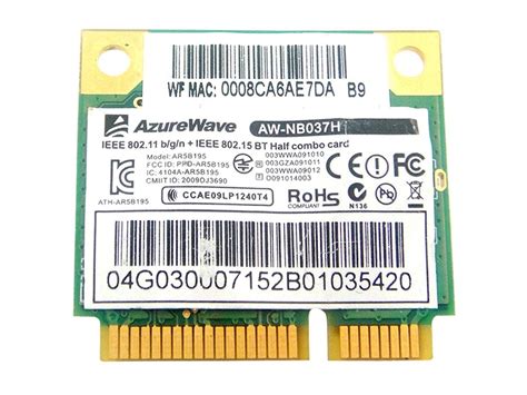 Atheros Ar9285 Ar5b195 Half Mini Pci E Wireless Wlan Wifi Bt Bluetooth