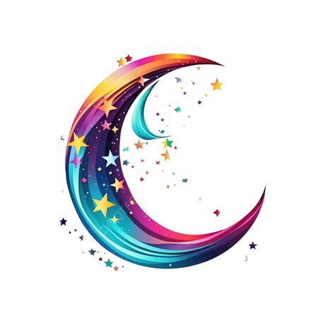 Ai Generative Colorful Moon And Star Illustration Moon Stars