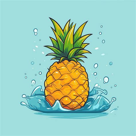 Icône De Vecteur De Dessin Animé D ananas Flottant Vecteur Premium