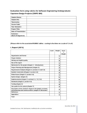 Fillable Online Evaluation Form For Graduation Projects Fax Email Print