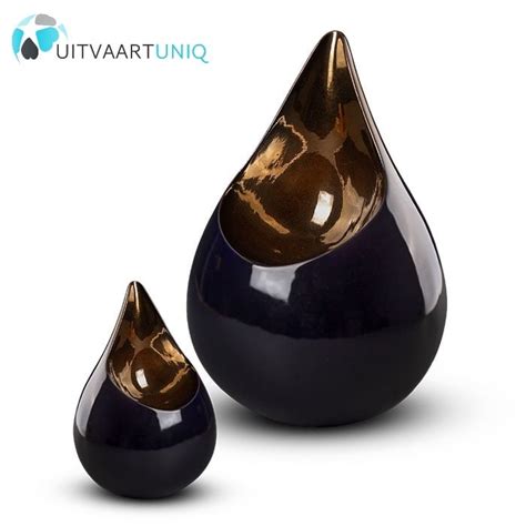 Teardrop Zwart Goud Mini Urn Keramiek Bij UitvaartUniq Nl UitvaartUniq