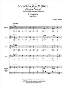 Marienlieder No Magdalena Von Johannes Brahms Noten F R