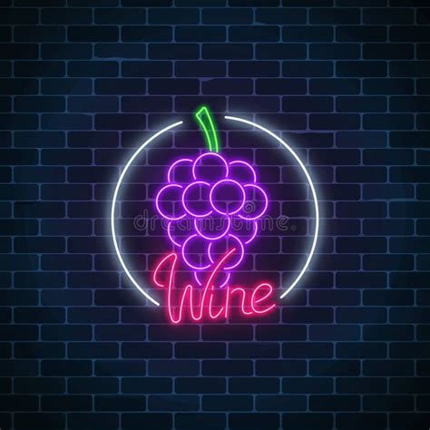 Neon Wine Sign Wine Bar Advertising Design Stock Vector