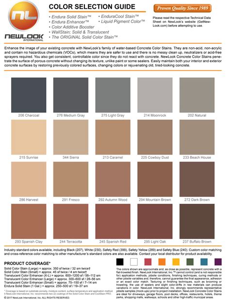 Decorative Concrete Color Charts | Sealant Depot Resources