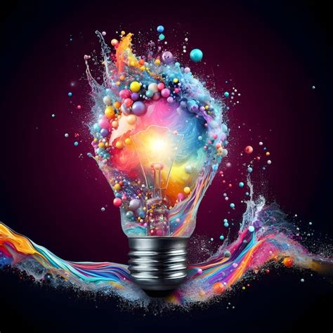 Premium Photo Creative Light Bulb Explodes With Colorful Paint And