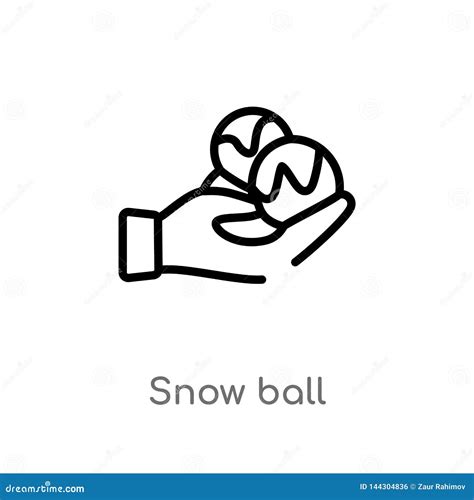 Outline Snow Ball Vector Icon Isolated Black Simple Line Element