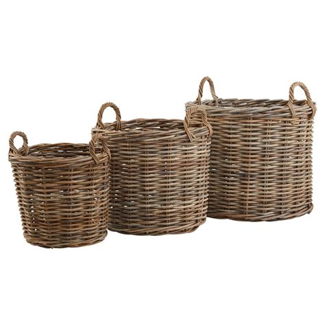 Set Of Kubu Rattan Round Storage Baskets Weaver Interiors