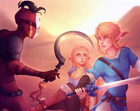 Legend Of Zelda Breath Of The Wild Art Link Vs Yiga Protecting