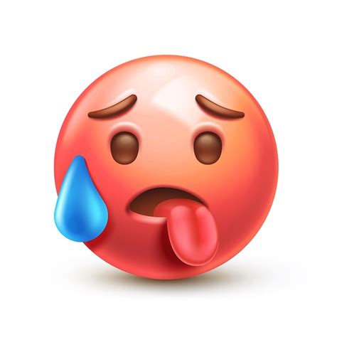 Emoji Caliente Emoticono Sobrecalentado Cara Roja Con Lengua Fuera