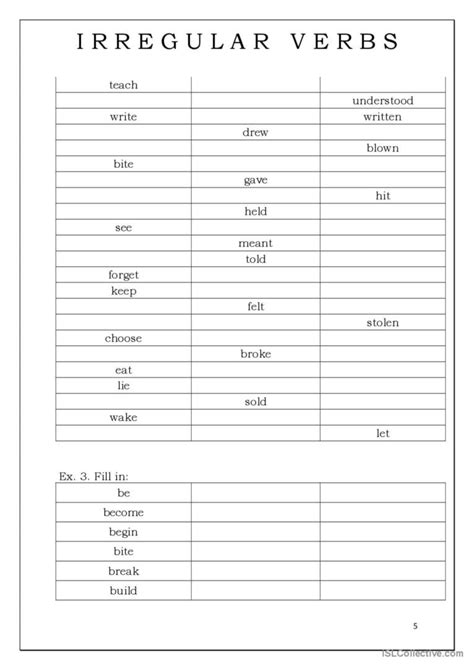 Irregular Verbs Reference Chart And English Esl Worksheets Pdf And Doc Ca2